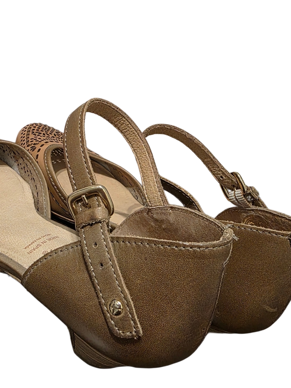 PIKOLINOS Women's Elba Tan Leather Laser-Cut Low Heels - Picture 5 of 8